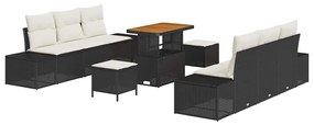 vidaXL Σετ Καναπέ Κήπου με μαξιλάρι 9 pcs Μαύρο, Κρέμα 90 x 55 x 71 cm