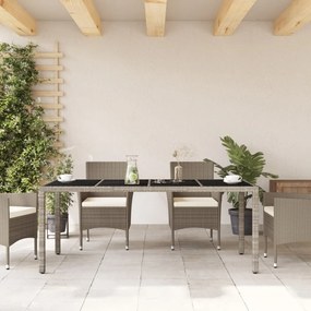vidaXL Τραπέζι Κήπου με Γυάλινη Επιφάνεια Αν. Γκρι 190x90x75 εκ Ρατάν
