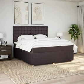 vidaXL Κρεβάτι Boxspring με Στρώμα Σκούρο Καφέ 180x200 εκ Υφασμάτινο