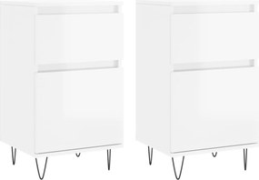 vidaXL Ντουλάπια 2 τεμ. Γυαλιστ. Λευκό 40x35x70 εκ. από Επεξεργ. Ξύλο