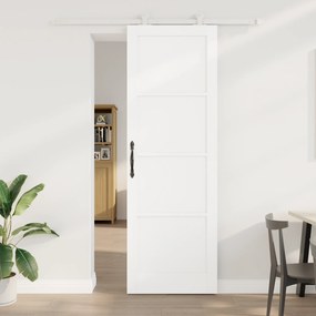 vidaXL Συρόμενη Πόρτα με Σετ Υλικών Λευκή 78x232 εκ. Σφιχτό Ξύλο Πεύκο