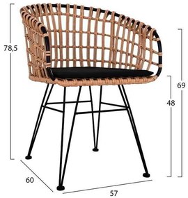 ΣΕΤ 3ΤΜΧ ALLEGRA WICKER ΜΕ ΤΡΑΠΕΖΙ 80X80Χ78Υ ΜΠΕΖ &amp; ΜΑΥΡΟ ΧΡΩΜΑ HM10481