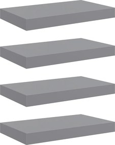 vidaXL Ράφια Τοίχου 4 τεμ. Γκρι 40x23,5x3,8 εκ. MDF