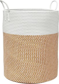 vidaXL Καλάθι Αποθήκευσης Καφέ και Λευκό Ø38 x 46 εκ. Βαμβακερό