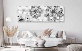 Εικόνα κοσμήματα με λουλουδάτο μοτίβο σε μαύρο & άσπρο - 120x40
