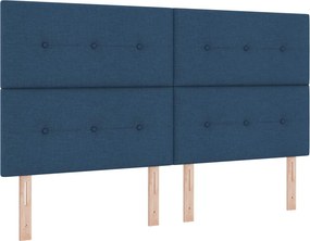 vidaXL Κρεβάτι Ottoman με στρώμα με κεφαλάρι 2 τμχ. Μπλε Ύφασμα