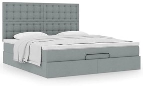 Οθωμανικό κρεβάτι με στρώμα ανοιχτό γκρι 180x200cm ύφασμα