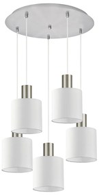 SE21-NM-4-5NM-SH1 ADEPT TUBE Nickel Matt Pendant White Fabric Shade+ HOMELIGHTING 77-8419