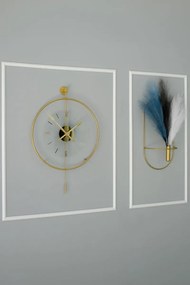 Σετ 2 οβάλ μεταλλικά διακοσμητικά μοντέρνα επιτοίχια ανθοδοχεία Χρυσό 57x30x15 cm