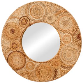 Καθρέπτης Klare Inart μπανάνα ξύλο σε φυσική απόχρωση Φ80x5εκ