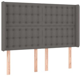 Κεφαλάρι Κρεβατιού LED Γκρι 147x16x118/128 εκ. Συνθετ. Δέρμα - Γκρι