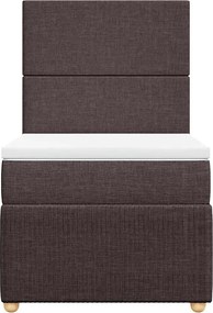 vidaXL Κρεβάτι Boxspring με Στρώμα Σκούρο Καφέ 90x200 εκ. Υφασμάτινο