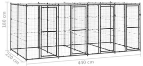 vidaXL Κλουβί Σκύλου Εξωτερικού Χώρου με Στέγαστρο 9,68 μ² από Ατσάλι