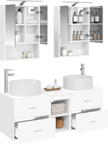 vidaXL Σετ Επίπλων Μπάνιου 5 pcs Λευκό Επεξεργασμένο Ξύλο και Γυαλί
