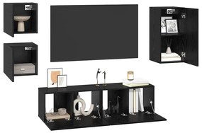 vidaXL Σετ επίπλου τηλεόρασης 5 pcs Μαύρη δρυς Επεξεργασμένο ξύλο
