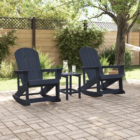 vidaXL Σετ Ξαπλώστρας Κήπου 3 pcs Ναυτικό μπλε HDPE