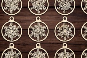 Σετ των 3 Intra απο ξύλο plywood 3mm-4mm πάχος Χριστουγεννιάτικο στολίδι Δίασταση 8x8 cm INTRAFABR-79668118