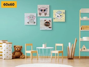 Σετ από εικόνες ζώων σε παιδικό σχέδιο