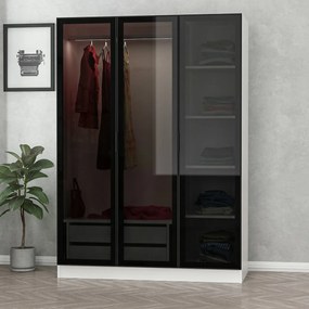 Τριφυλλη Ντουλαπα Λευκο/Μαυρο KALEO 52x135x190