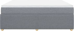 vidaXL Κρεβάτι Boxspring με Στρώμα Ανοιχτό Γκρι 200x200 εκ. Υφασμάτινο