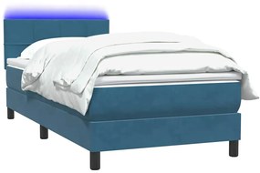 vidaXL Box Spring κρεβάτι με στρώμα σκούρο μπλε 80x210 εκ. Βελούδινο