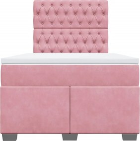 vidaXL Κρεβάτι Boxspring με Στρώμα Ροζ 120x190 εκ. Βελούδινο