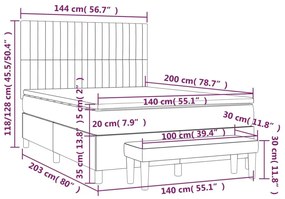 Κρεβάτι Boxspring με Στρώμα Μαύρο 140x200 εκ. Βελούδινο - Μαύρο