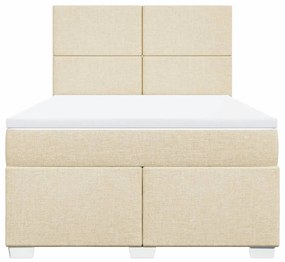 ΚΡΕΒΑΤΙ BOXSPRING ΜΕ ΣΤΡΩΜΑ ΚΡΕΜ 140X190 ΕΚ. ΥΦΑΣΜΑΤΙΝΟ 3290481