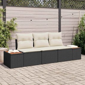 vidaXL Σετ Καναπέ Κήπου 3 pcs Μαύρο και κρεμ 239 x 62 x 85 εκ