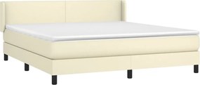vidaXL Κρεβάτι Boxspring με Στρώμα Κρεμ 180x200 εκ. Συνθετικό Δέρμα