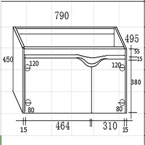 Πάγκος μπάνιου με Νιπτήρα DIVA 80 Ανθρακί 80x50x45 εκ.