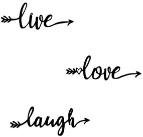 Διακοσμητικό Τοίχου Live Love Laugh (Σετ 3Τμχ) 899SKL2430 55x20/57x18/60x22cm Black Wallity Μέταλλο