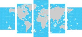 5 μέρη εικόνα μπλε του ουρανού παγκόσμιος χάρτης - 100x50