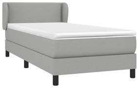 vidaXL Κρεβάτι Boxspring με Στρώμα Ανοιχτό Γκρι 90x200 εκ. Υφασμάτινο