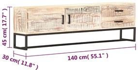 vidaXL Έπιπλο Τηλεόρασης Λευκό 140 x 30 x 45 εκ. Μασίφ Ξύλο Ακακίας