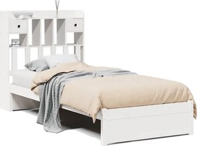 vidaXL Κρεβάτι Βιβλιοθήκη Χωρίς Στρώμα Λευκό 75x190 εκ Μασίφ Πεύκο