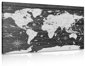 Εικόνα ασπρόμαυρο χάρτη σε ξύλινο φόντο