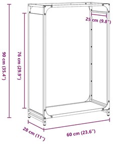 Ράφι για καυσόξυλα Μαύρο 60x28x90 cm Ατσάλι ψυχρής έλασης - Μαύρο