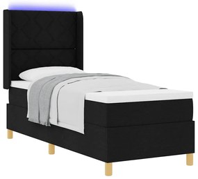 vidaXL Κρεβάτι με ελατήρια με στρώμα Μαύρο 80 x 200 cm ύφασμα