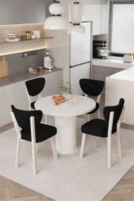 Stewehome Σετ Στρογγυλής Τραπεζαρίας με 4 Καρέκλες Λευκό μαύρο 90x90 cm