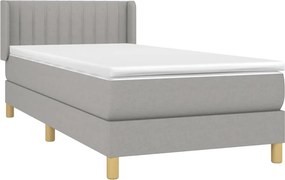 vidaXL Κρεβάτι Boxspring με Στρώμα Ανοιχτό Γκρι 100x200 εκ. Υφασμάτινο