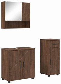 vidaXL Σετ Επίπλων Μπάνιου με συρτάρι 3 pcs Καφέ δρυς 61 x 35 x 64 εκ.