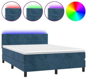 ΚΡΕΒΑΤΙ BOXSPRING ΜΕ ΣΤΡΩΜΑ &amp; LED ΣΚ. ΜΠΛΕ 140X200ΕΚ. ΒΕΛΟΥΔΙΝΟ 3134469