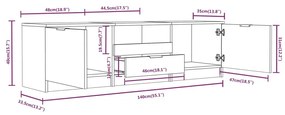 Έπιπλο Τηλεόρασης Γυαλ. Λευκό 140x35x40 εκ. από Επεξεργ. Ξύλο - Λευκό