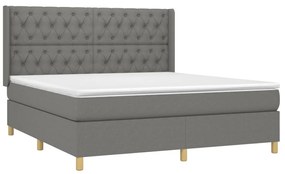 vidaXL Κρεβάτι Boxspring με Στρώμα Σκούρο Γκρι 160x200 εκ Υφασμάτινο