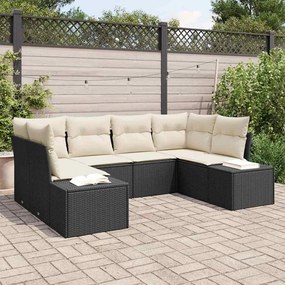 vidaXL Σετ Καναπέ Κήπου με μαξιλάρι 6 pcs Μαύρο Πολυ ράταν