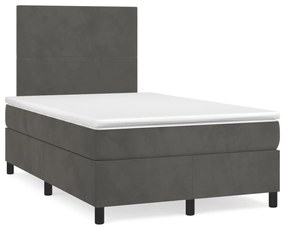 Κρεβάτι Boxspring με Στρώμα Σκούρο Γκρι 120x190 εκ. Βελούδινο