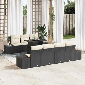 vidaXL Σετ Καναπέ Κήπου 8 pcs Μαύρο και κρεμ 100 x 55 x 73 εκ.