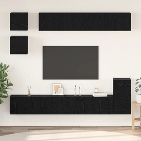 vidaXL Σετ επίπλου τηλεόρασης Επιτοίχιο 8 pcs Μαύρη Οξυά