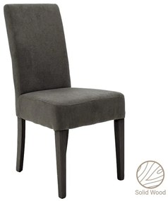 Καρέκλα Ditta pakoworld ανθρακί ύφασμα - πόδια ξύλο μασίφ μαύρο Σετ 2 Τεμαχίων